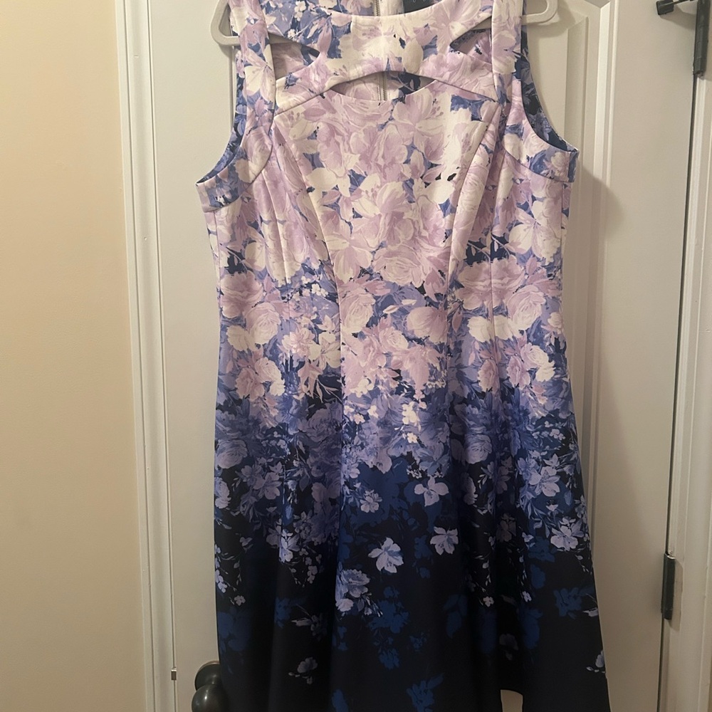 Gabby Skye Lavender and Navy Floral Dress